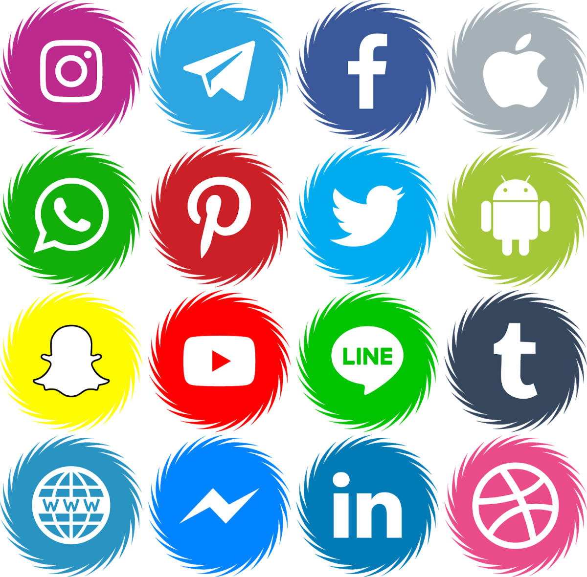 a set of social icons vector
