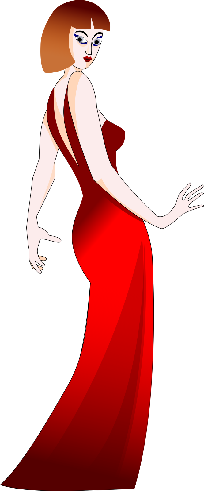 a woman in a red dress