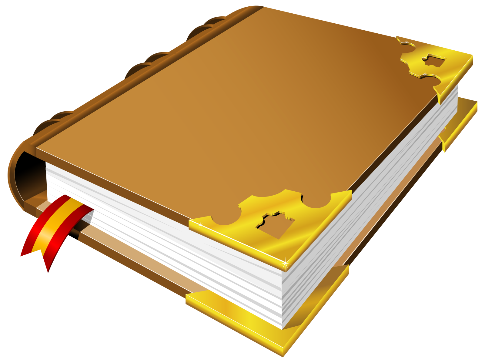 an open book with a red ribbon around it