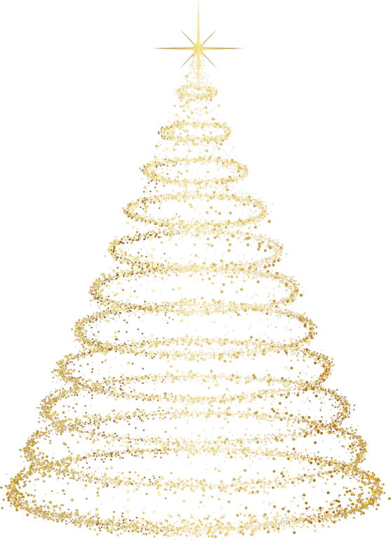 a gold christmas tree on a white background