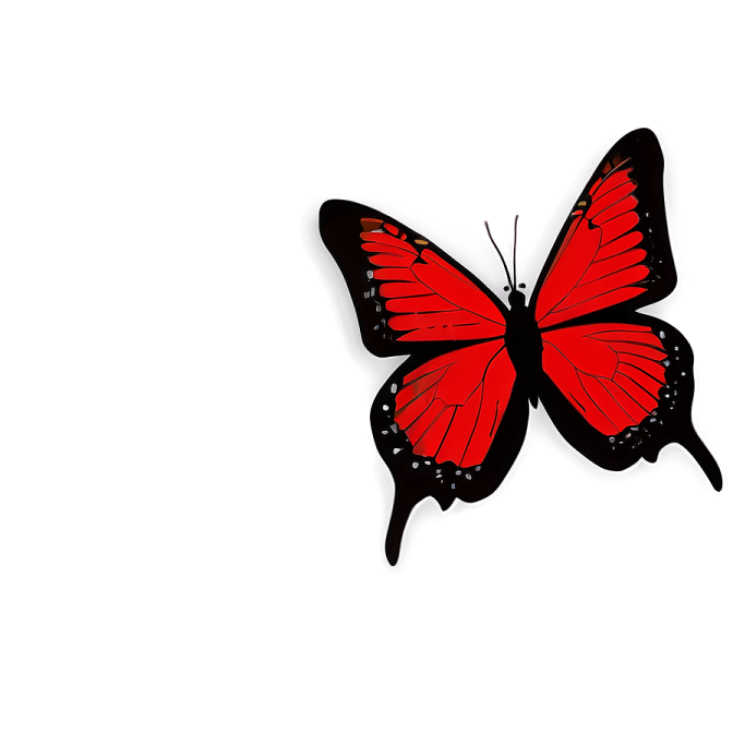 a red butterfly on a white background