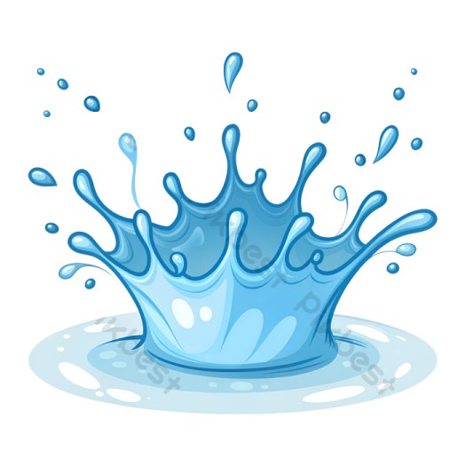 a blue water splash on a white background