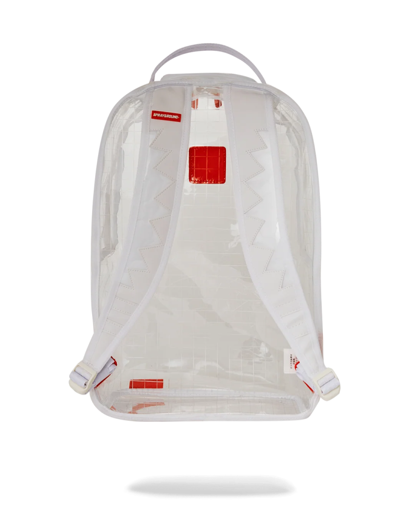 a clear backpack on a white background