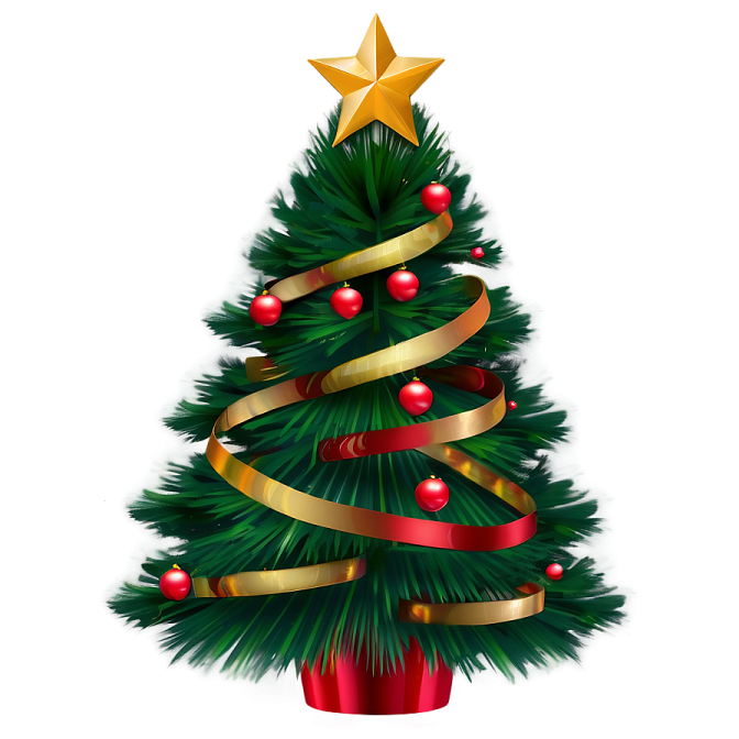a christmas tree with red and gold ribbons