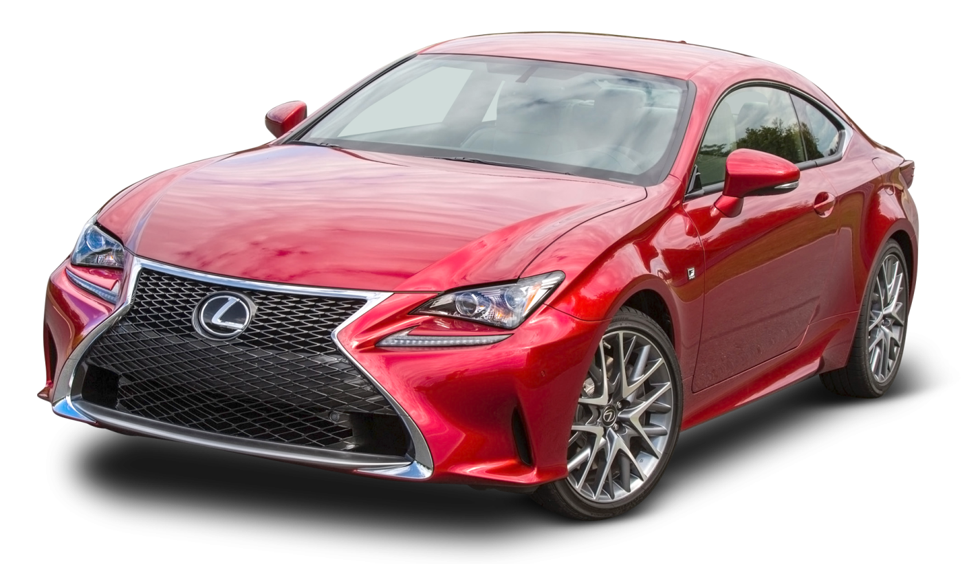 a red lex car on a white background