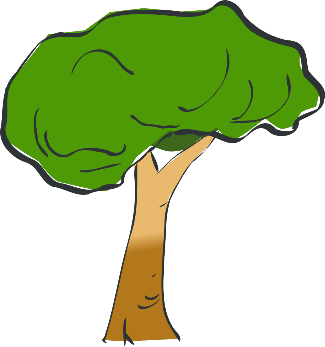 a green tree with brown trunk
