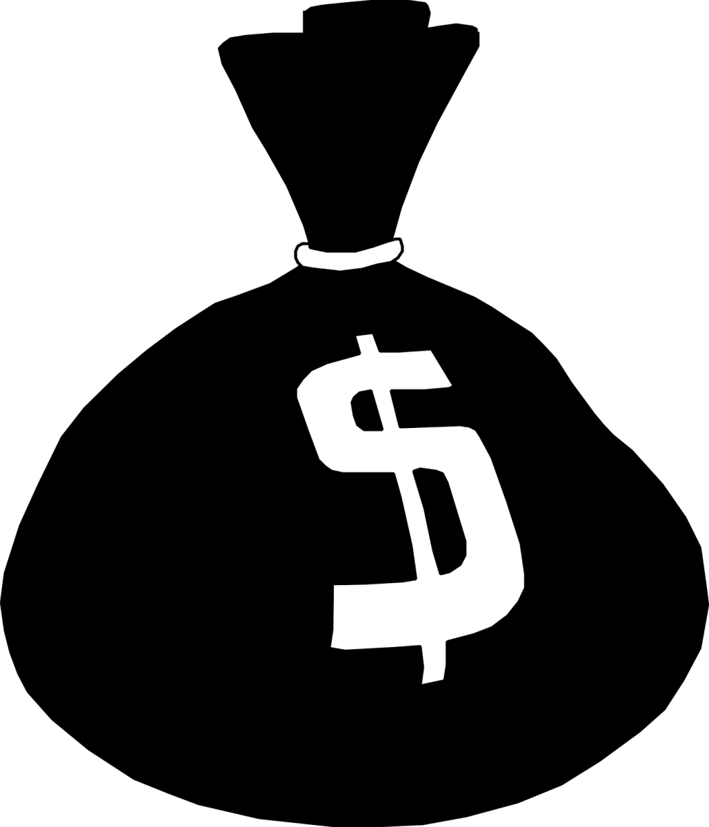 a black and white bag of money