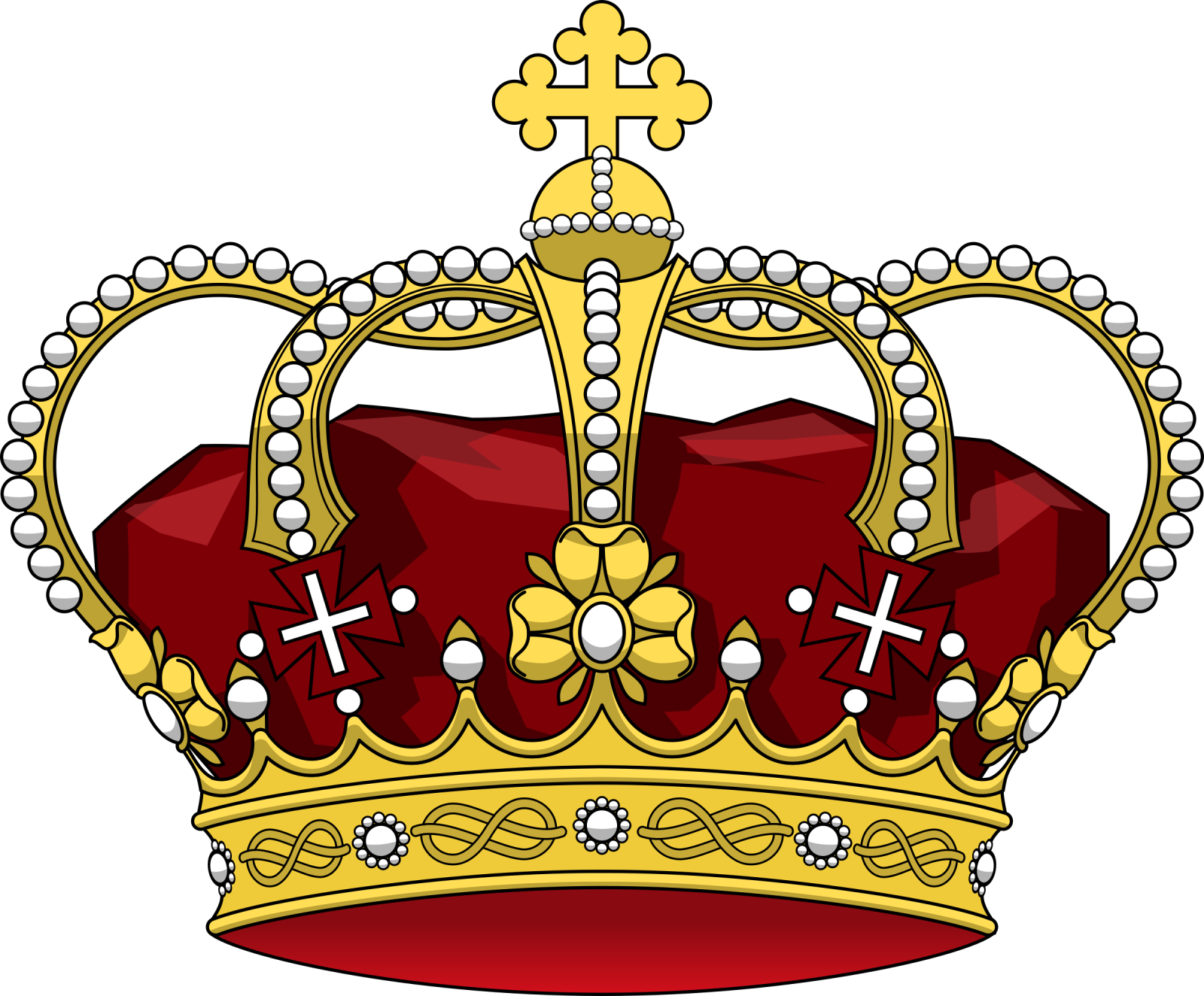 a crown with pearls and crosses