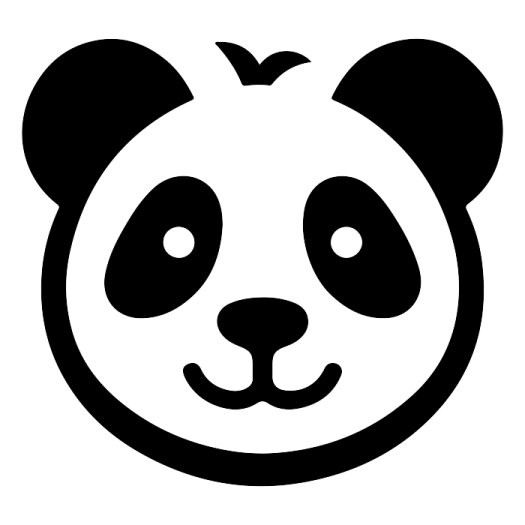 a black and white panda face
