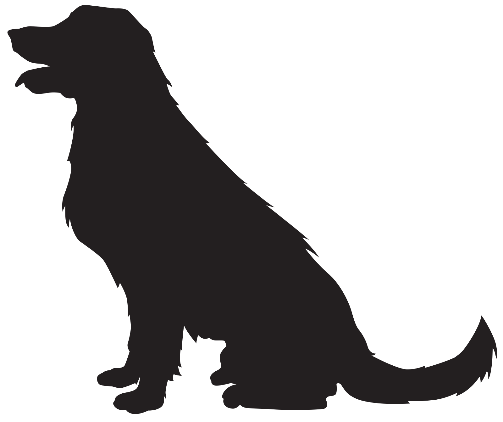 a black and white silhouette of a dog