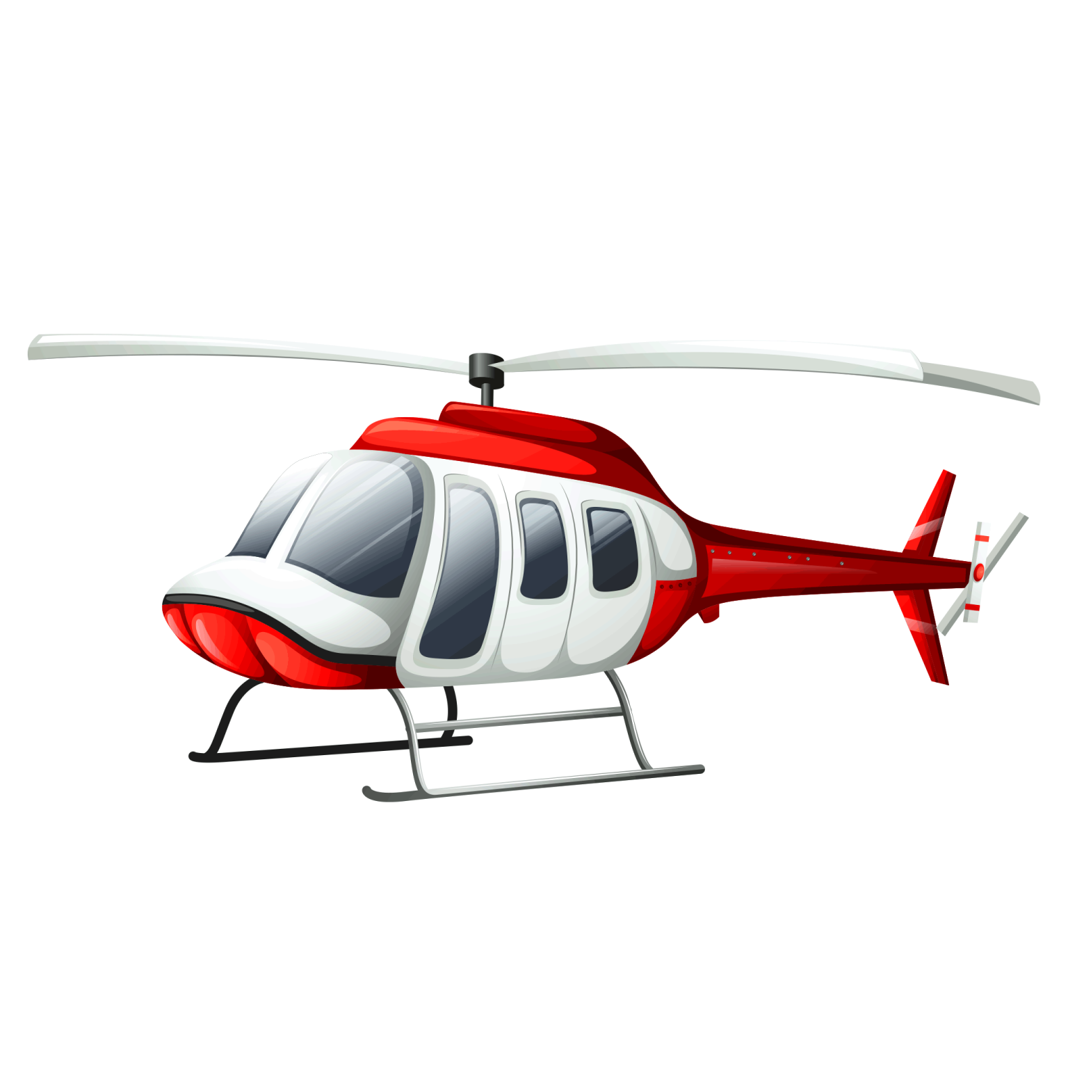 a red and white helicopter on a white background