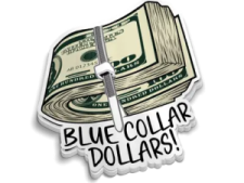 blue collar dollars sticker