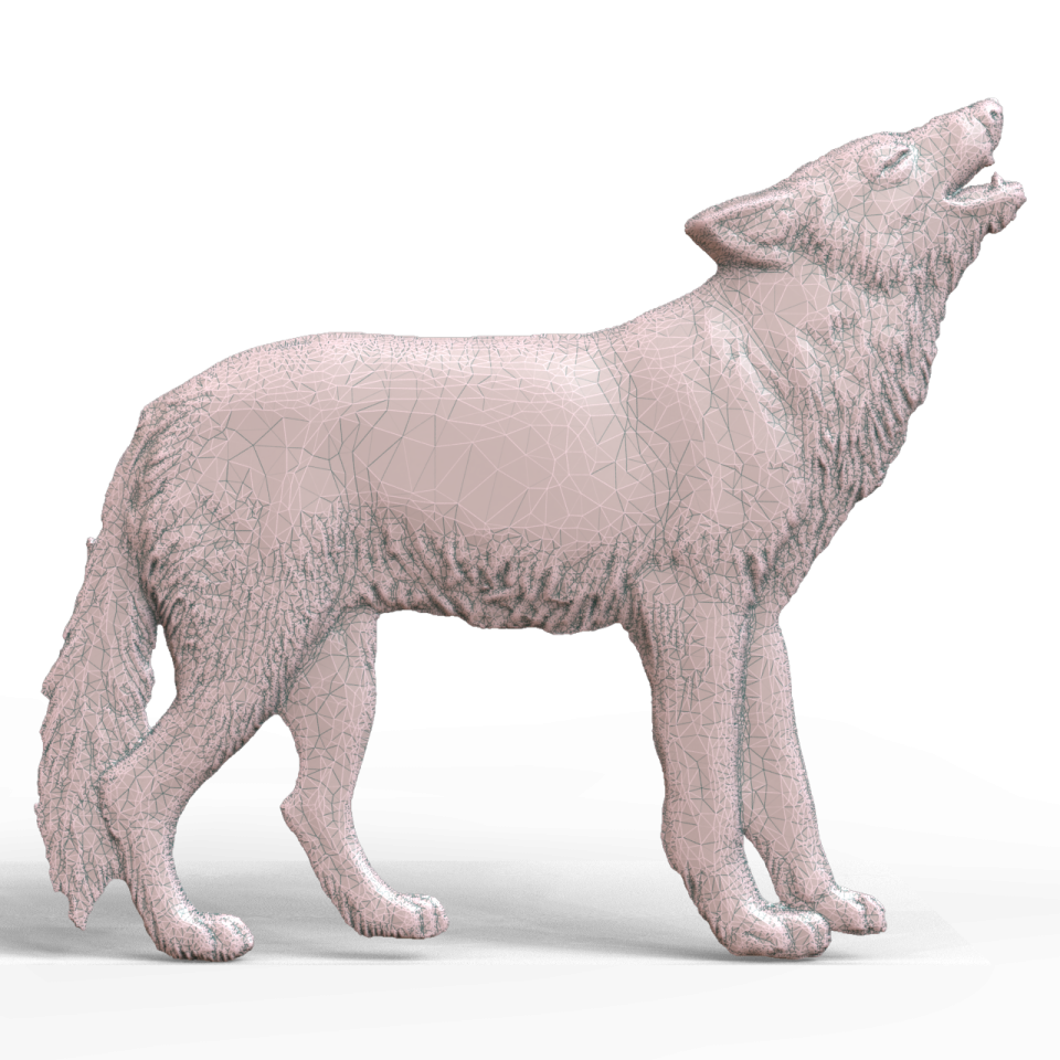 a 3d model of a wolf on a white background