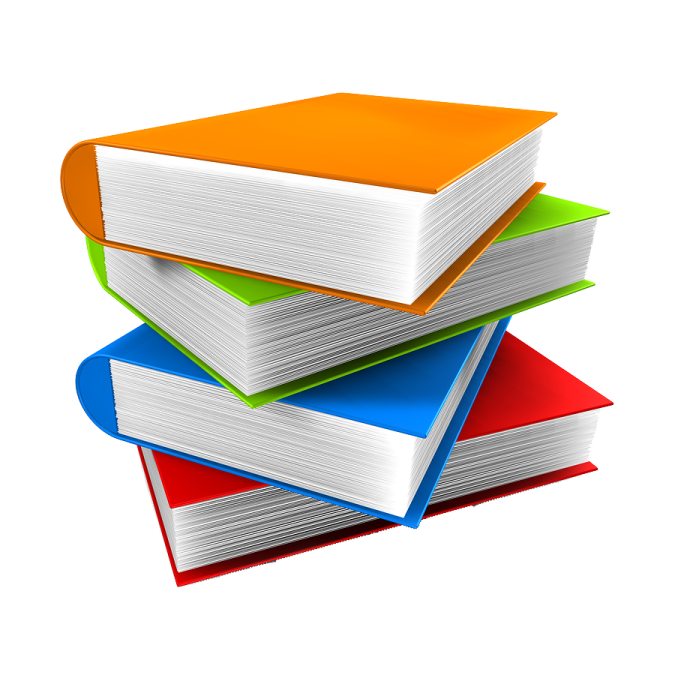 a stack of books on a white background