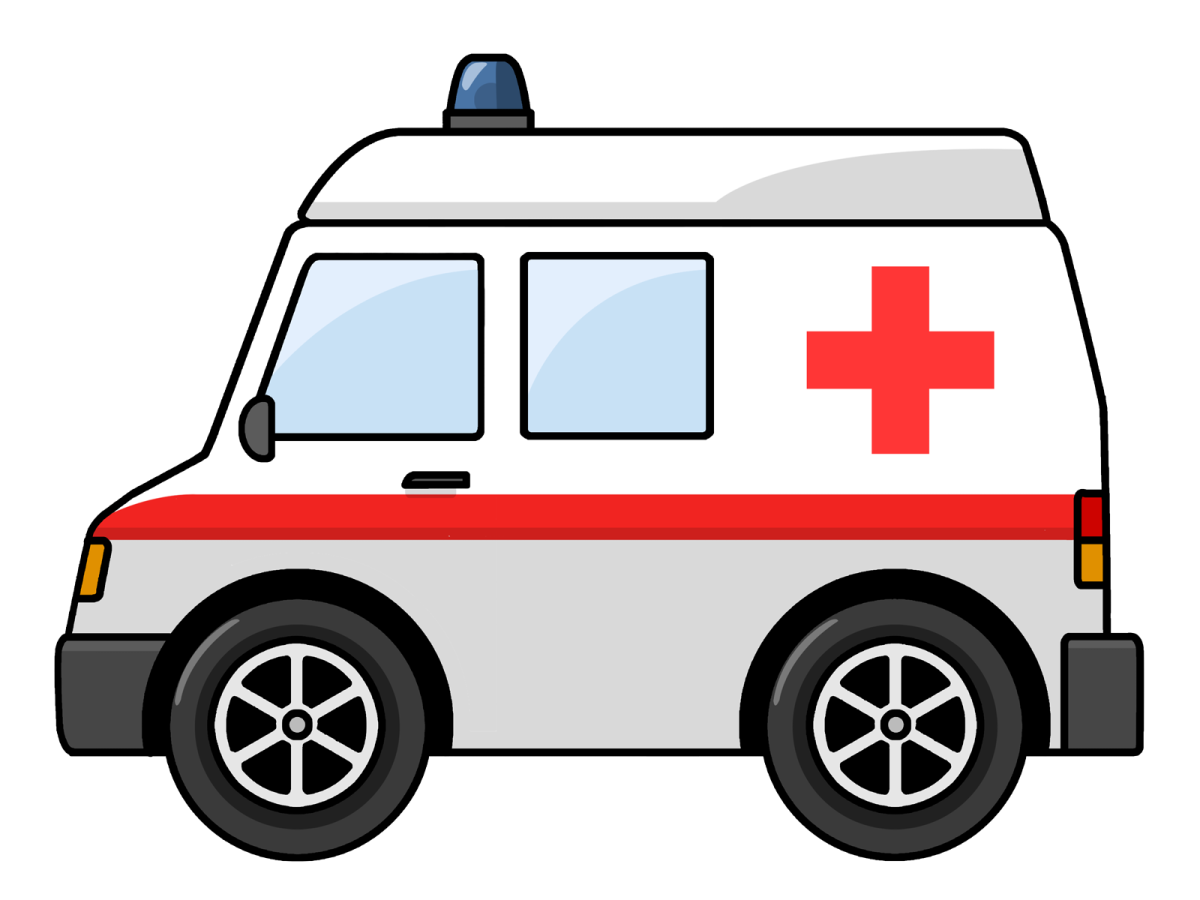 an ambulance with a red cross on the side