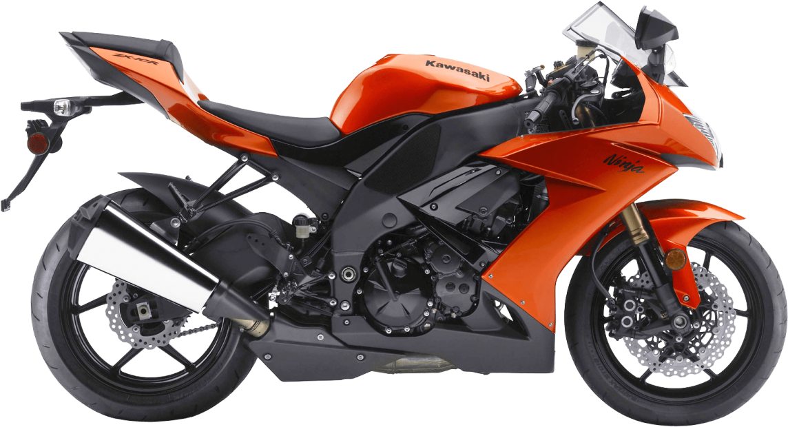 an orange motorcycle on a white background