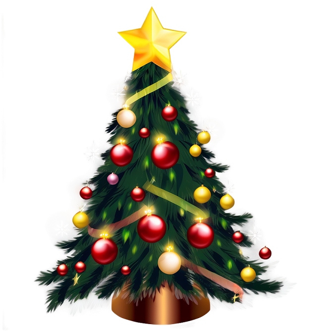 a christmas tree with red and gold ornaments