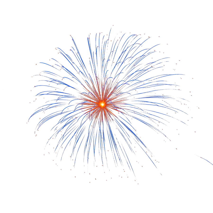a blue and red firework with sparks