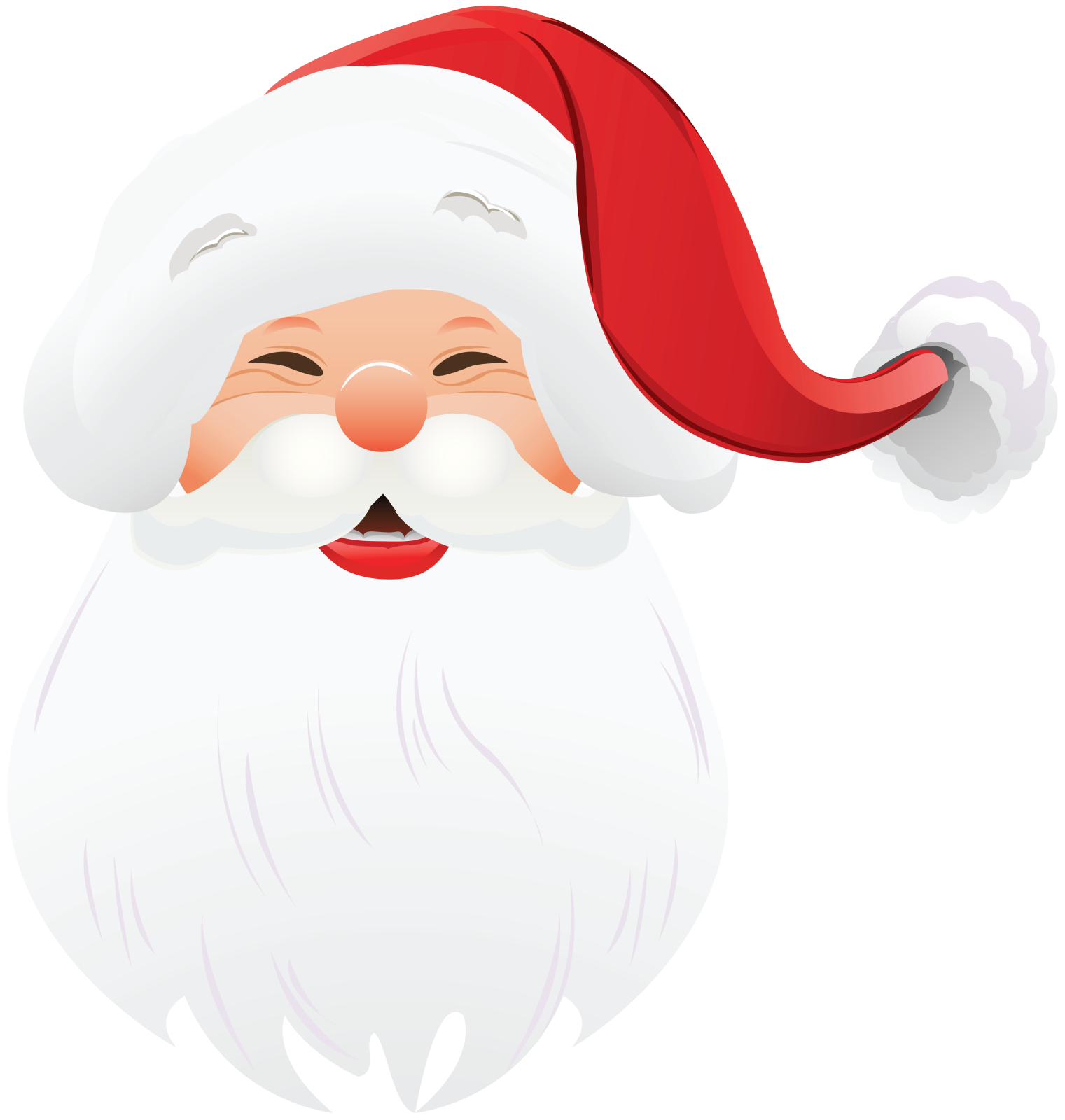 a smiling santa claus with a red hat and white beard