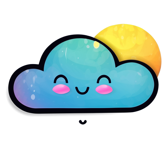 a cartoon cloud with eyes closed