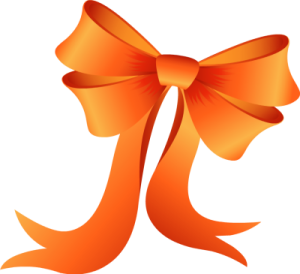 an orange bow on a white background