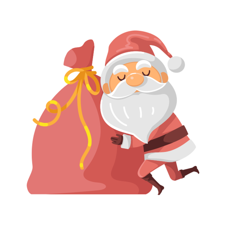 a santa claus carrying a bag of presents
