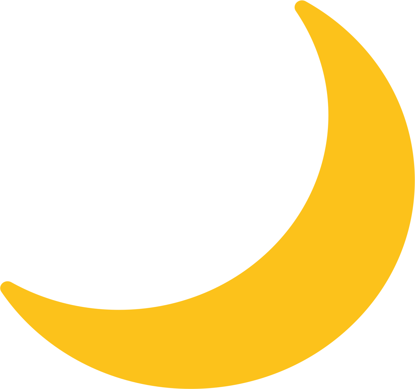 a yellow crescent on a white background