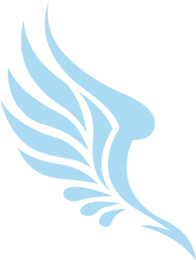 a blue wing with white wings on it