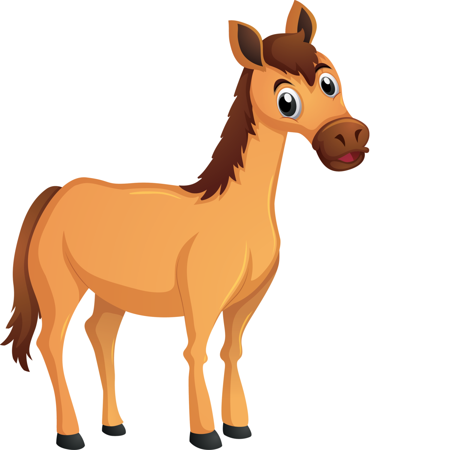 a cartoon horse standing on a white background