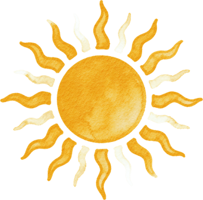 a watercolor drawing of the sun