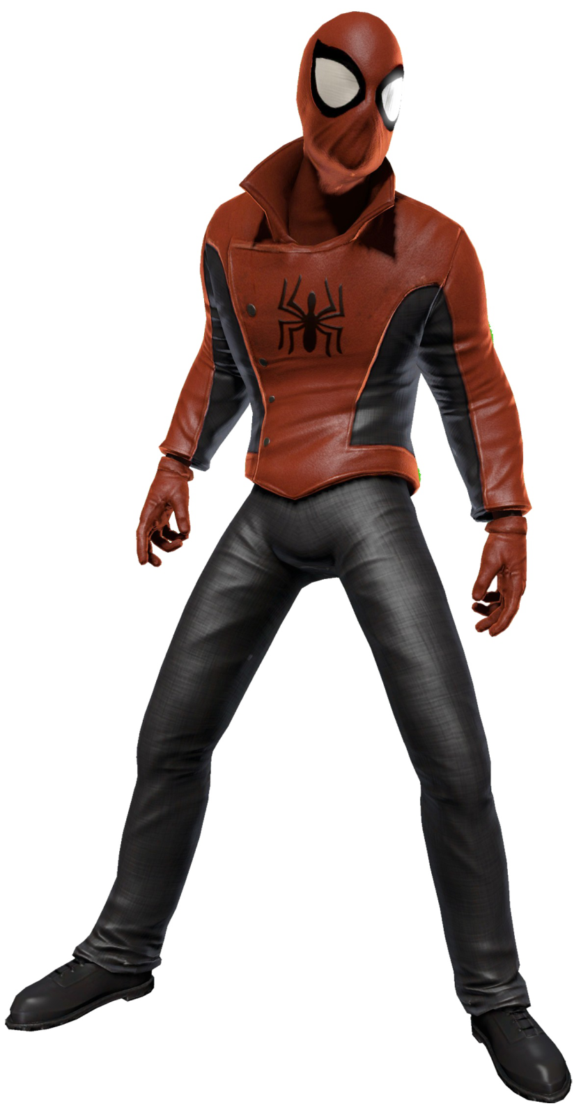a man in a red and black costume