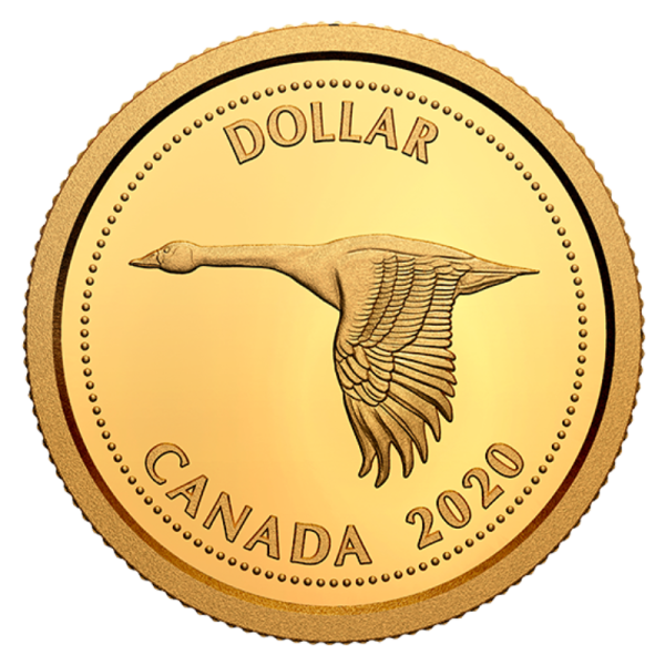 a gold coin with the image of a flying bird