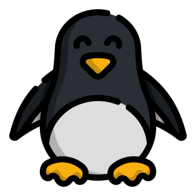 a cartoon penguin sitting on the ground