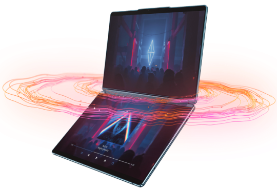 a laptop with an image of a city in the background
