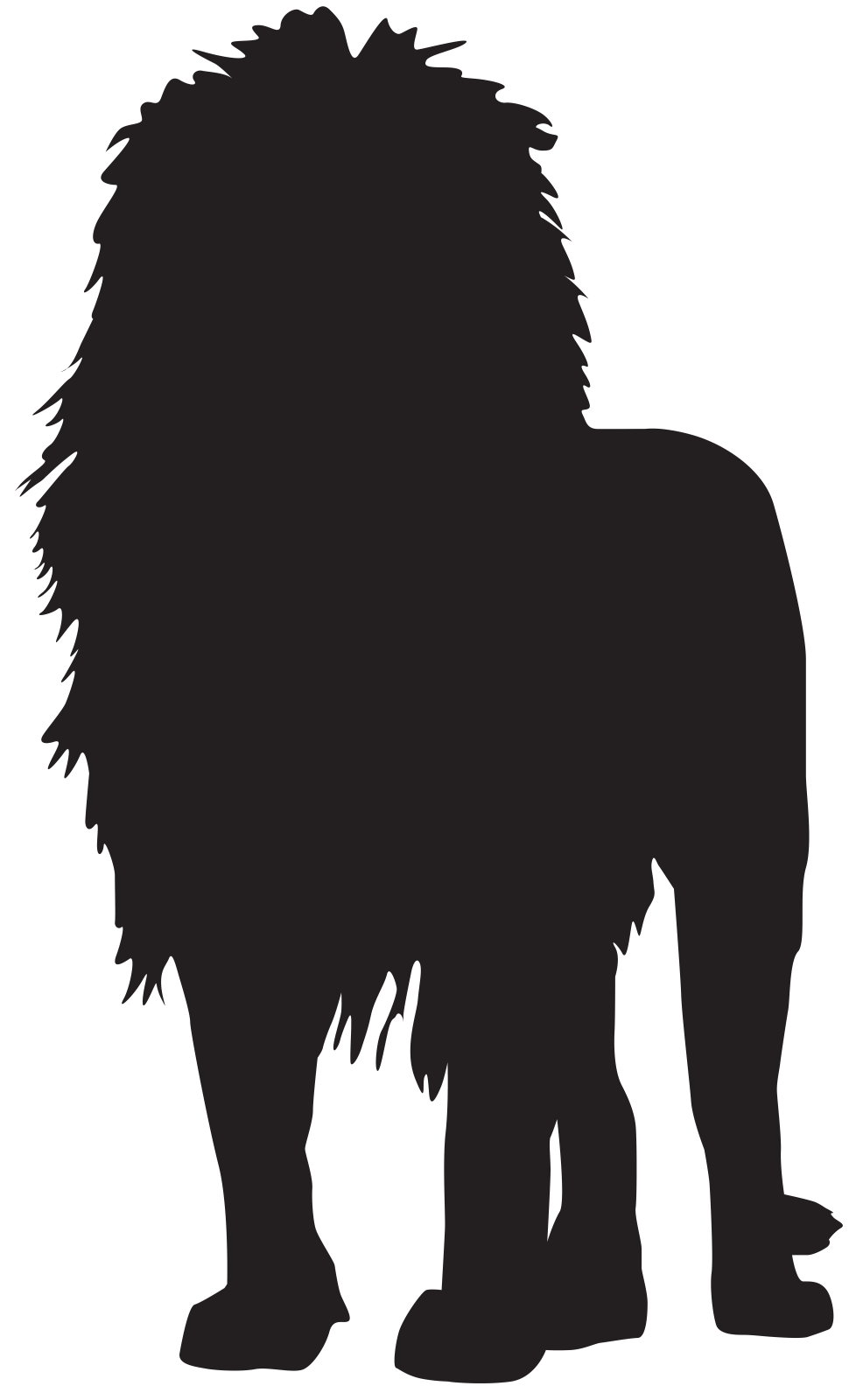 a lion silhouetted on a white background