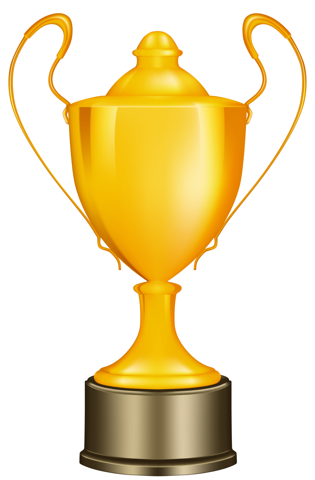 a golden trophy on a white background