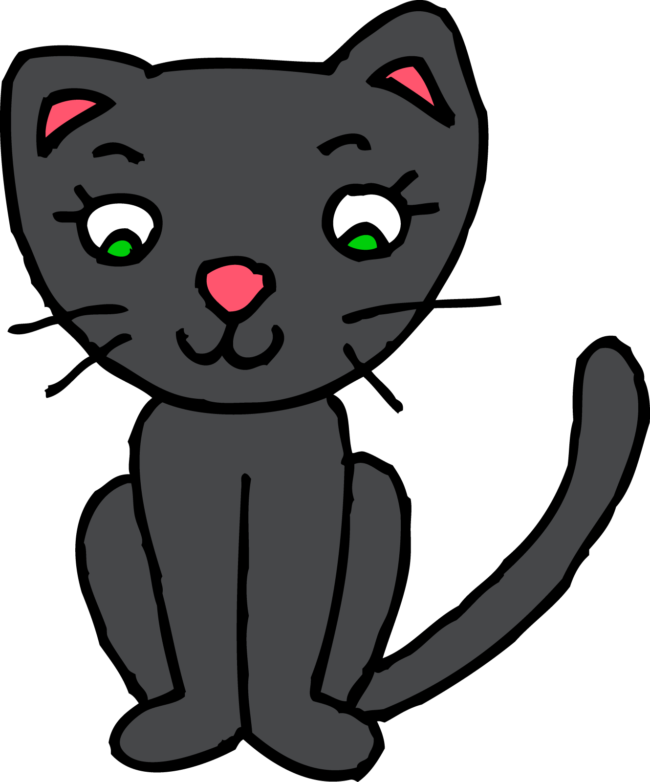 a black cat with green eyes