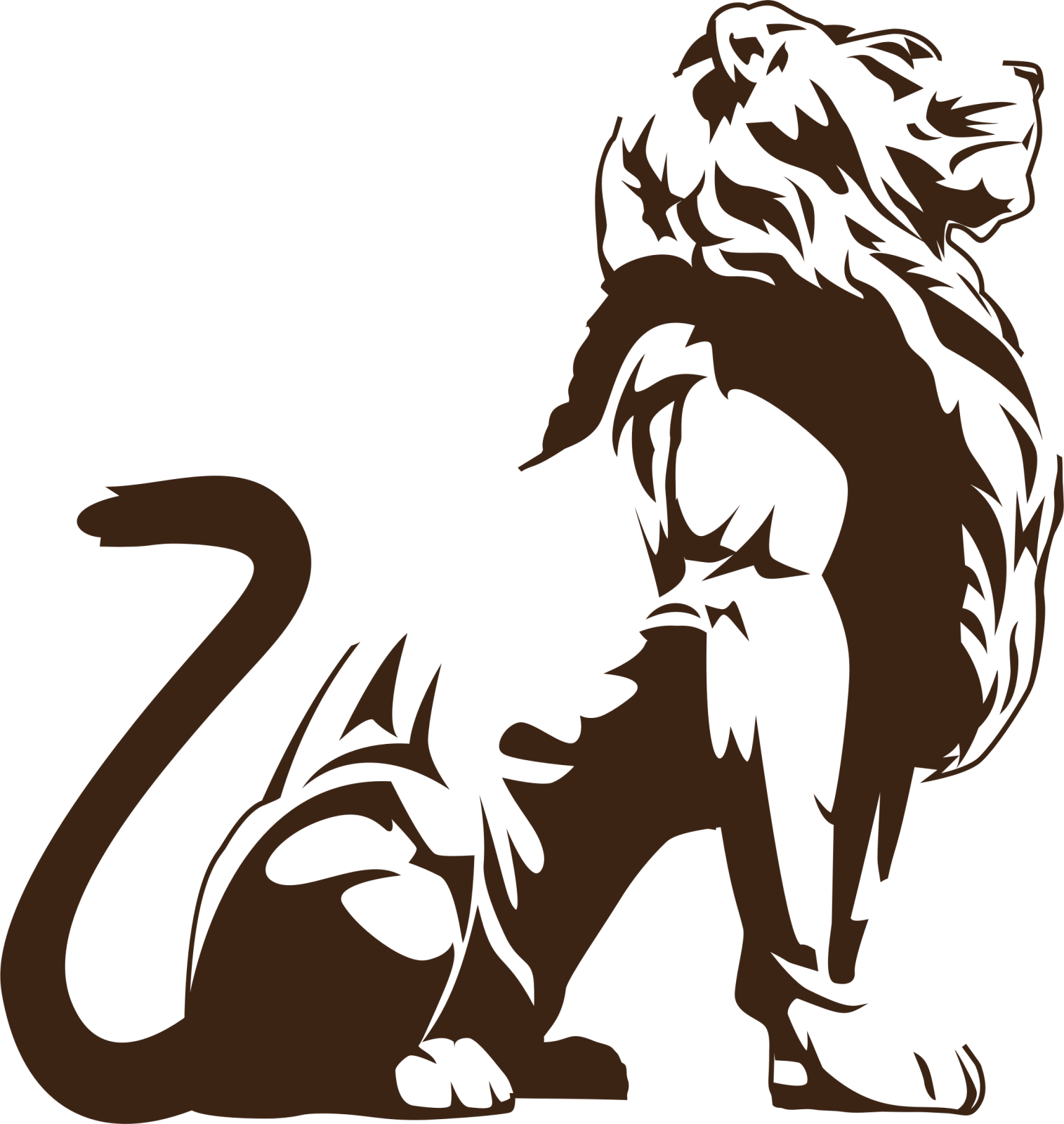 a black and white silhouette of a lion