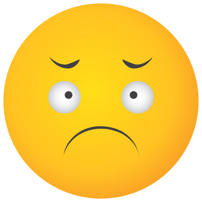 a yellow smiley face with a sad expression