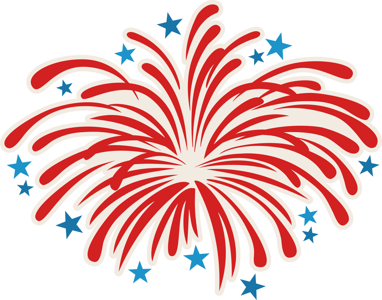 a red, white and blue fireworks with stars