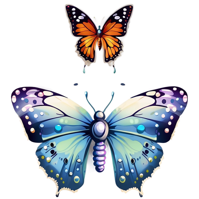two butterflies on a white background