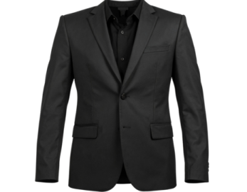 a black suit on a white background