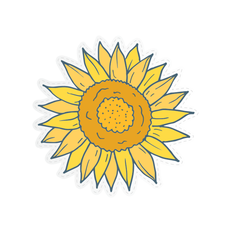 a sunflower sticker on a white background