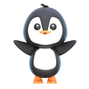 a black and white penguin standing on its hinds