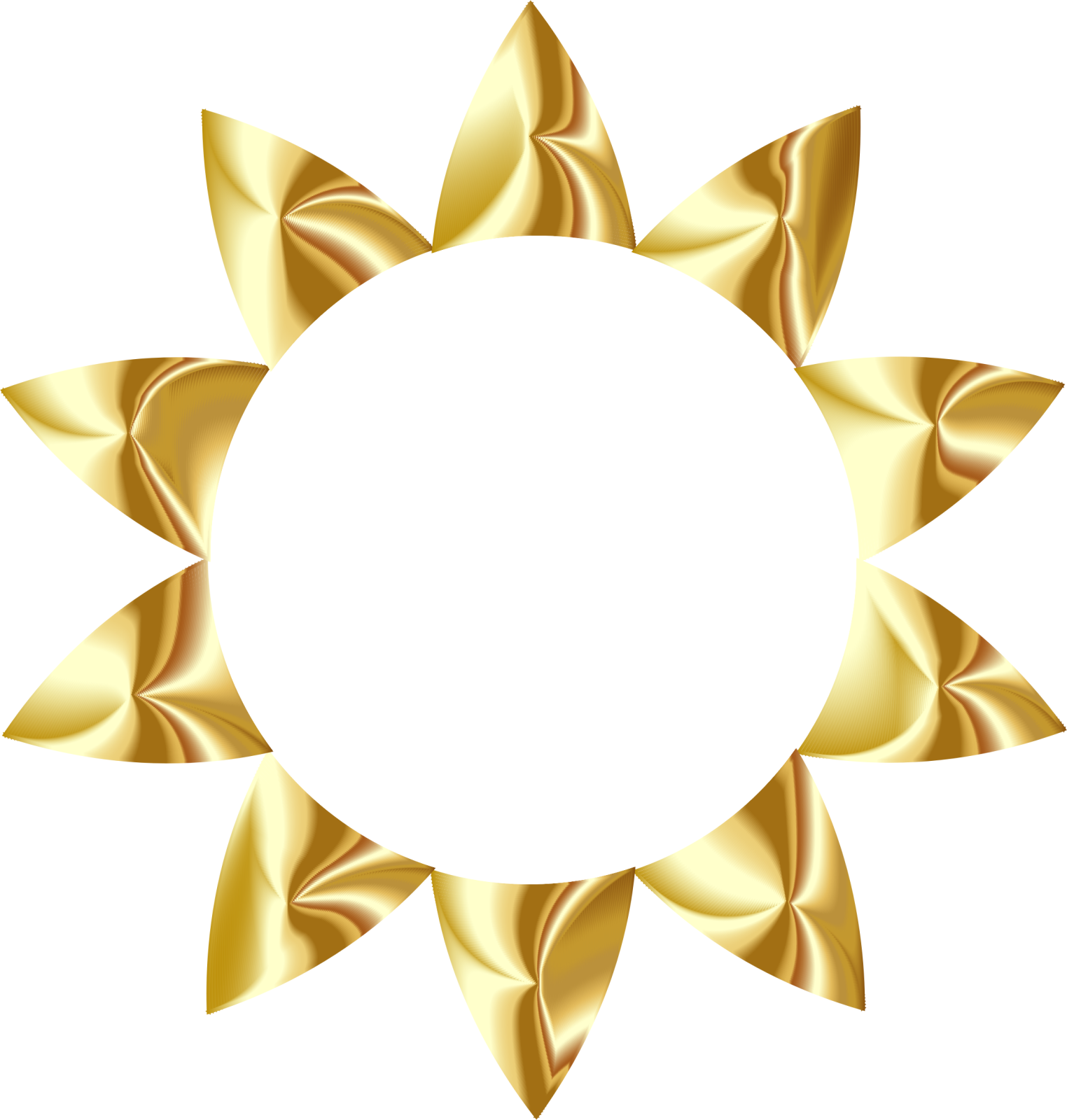 a gold sun with a white background