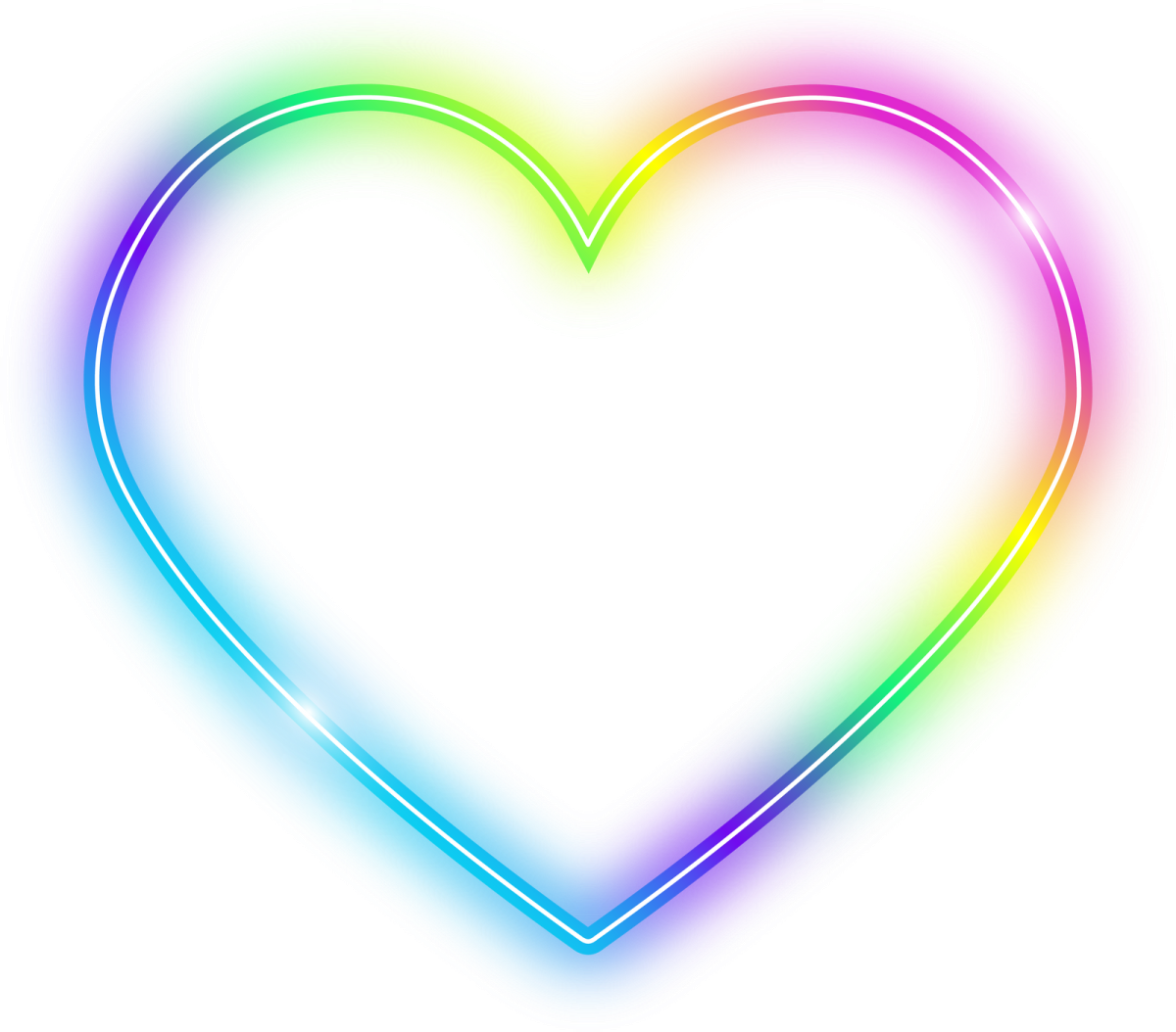 a neon heart on a white background