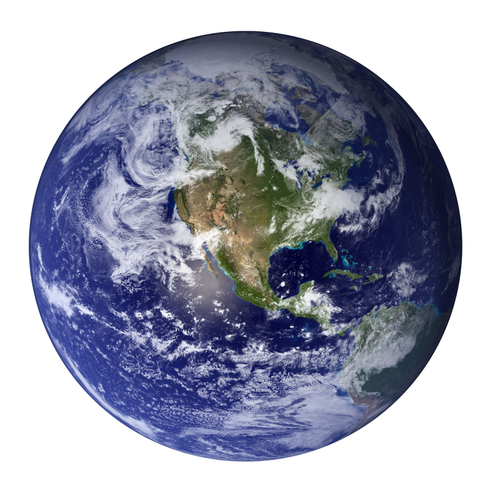 the earth with a white background