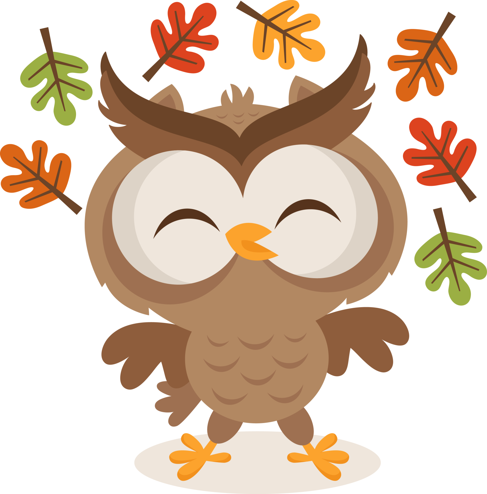 an owl with leaves on its head