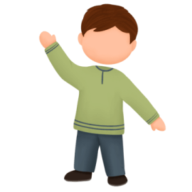 a cartoon boy with his arms up
