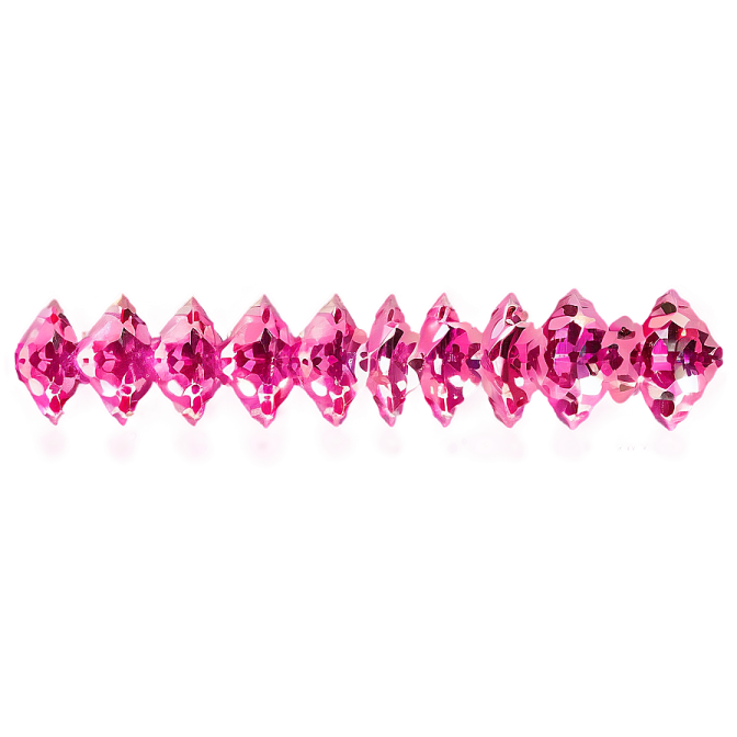 a row of pink crystals
